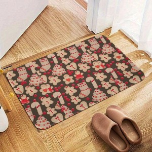 Gingerbread Cookies Christmas Bathroom Rugs Winter Bath Mat Absorbent Non Slip Bathroom Mat Christmas Soft Floor Carpet 16x20 Inches - 1 of 1