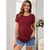 INSPIRE CHIC Women's Maternity Top Short Sleeve Crewneck Wrinkle Design Blouse Waist Tiered Pregnancy T-Shirt - 2 of 4