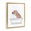 Stupell Industries T-Rex Dino in Bubble Bath Floating Frame Canvas Art, Gold, 25" x 31" - 2 of 4