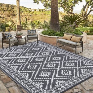 Outdoor Rug Waterproof Plastic Straw Rug UV-Resistant Reversible Mat for Camping RV Porch Deck Balcony Beach - 1 of 4
