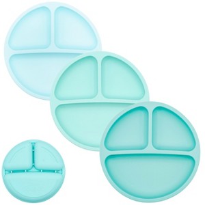 WeeSprout Silicone Plates for Babies & Toddlers 100% Food-Grade Baby Plates Divided Design, 3 Pack - 1 of 4