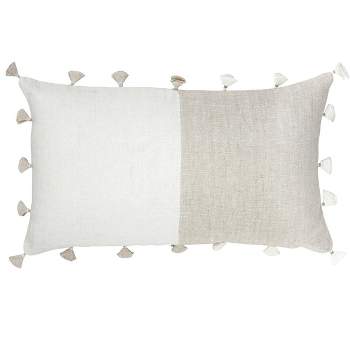 Natural Beige Tassels Down Alternative So Soft Linen Pillow - Anaya