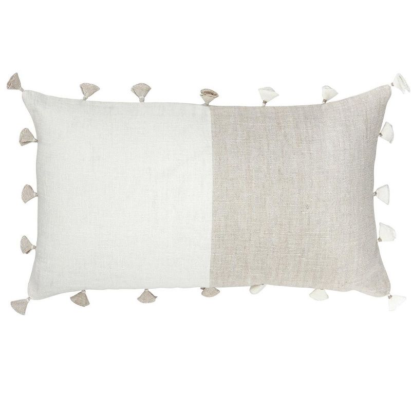 Natural Beige Tassels Down Alternative So Soft Linen Pillow - Anaya, 1 of 8