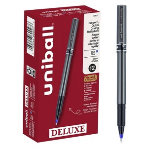 uni-ball Deluxe Rollerball Pens Micro Point Blue Ink 12/Pack (60027) - 1 of 4