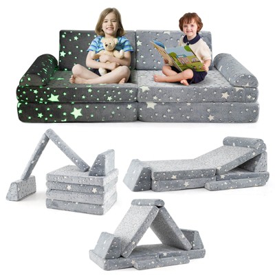 Safstar 8PCS Modular Kids Play Couch w/Handles Machine Washable Covers for Building Fort