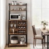 Wine Bar Rack Cabinet, Freestanding Wine Cabinet with Glass Rack Wine Bottle Holders, Industrial Bakers Rack - 4 of 4