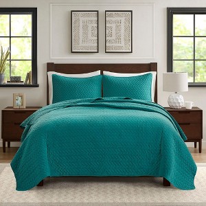 Sapphtopaz 3 Pcs Luxurious Oversized Comforter Set Bedding Herringbone Quilted Pattern Quilt Set 1 Quilt, 2 Pillow Shams, Machine Washable - 1 of 4