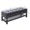 Aghana Digitals 44" Black Faux Leather Tufted Storage Ottoman Bench with Slatted Shoe Rack & Padded - 4 of 4