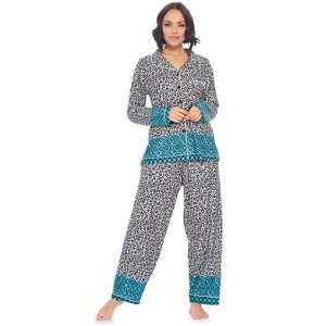 Casual Nights Women's Long Sleeve Rayon Button Down Pajama Set - 1 of 4