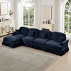 Modular L-Shaped Sectional Sofa with Flared Arms, Removable Ruffles Skirts & Movable Ottoman, Comfy Chenille Deep Seat Couch - 2 of 4