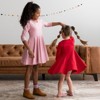 Mightly Toddler Fair Trade Organic Cotton Solid 3/4 Sleeve Twirl Dress - 4 of 4