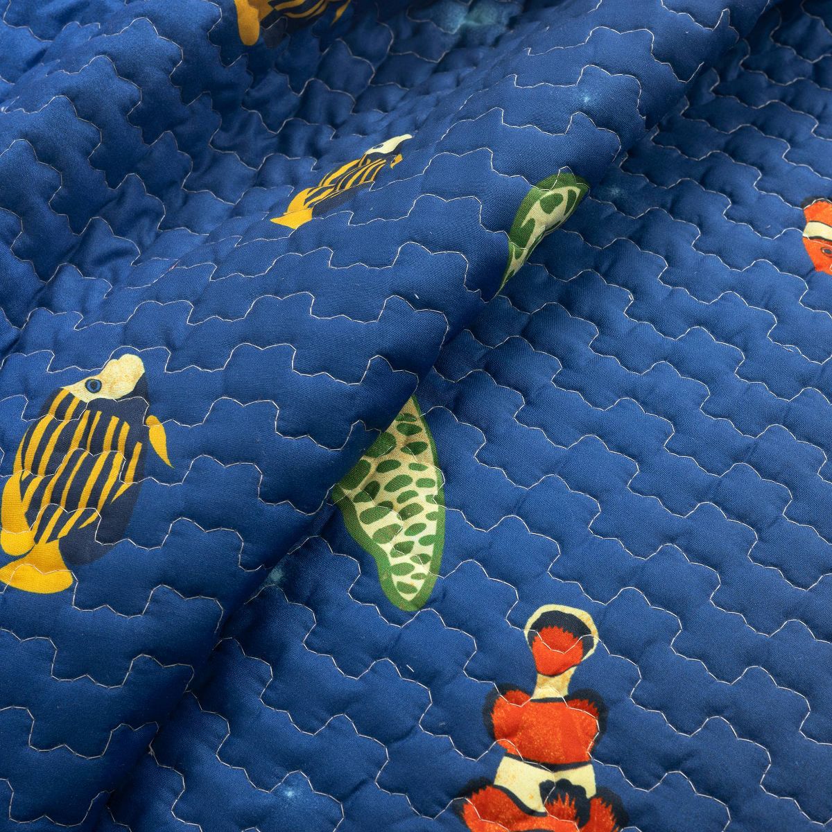 Twin 2pc Set Kids' Under The Sea Quilts Navy - Lush Décor: Kids Bedding Set, Ocean Theme, Reversible, OEKO-TEX Certified - thumbnail 4