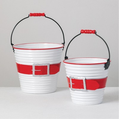 Sullivans Set of 2 Decorative Santa Bowls 10"H & 8.25"H Red