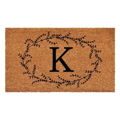 Calloway Mills Rustic Leaf Vine Monogrammed Doormat 30 In. x 48 In. (Letter K)