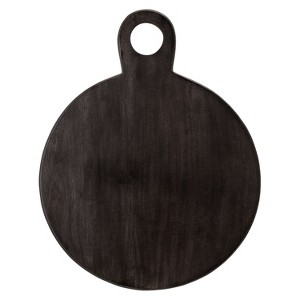 Storied Home Round Acacia Wood Cheese and Cutting Board with Circle Handle, Black - 1 of 4