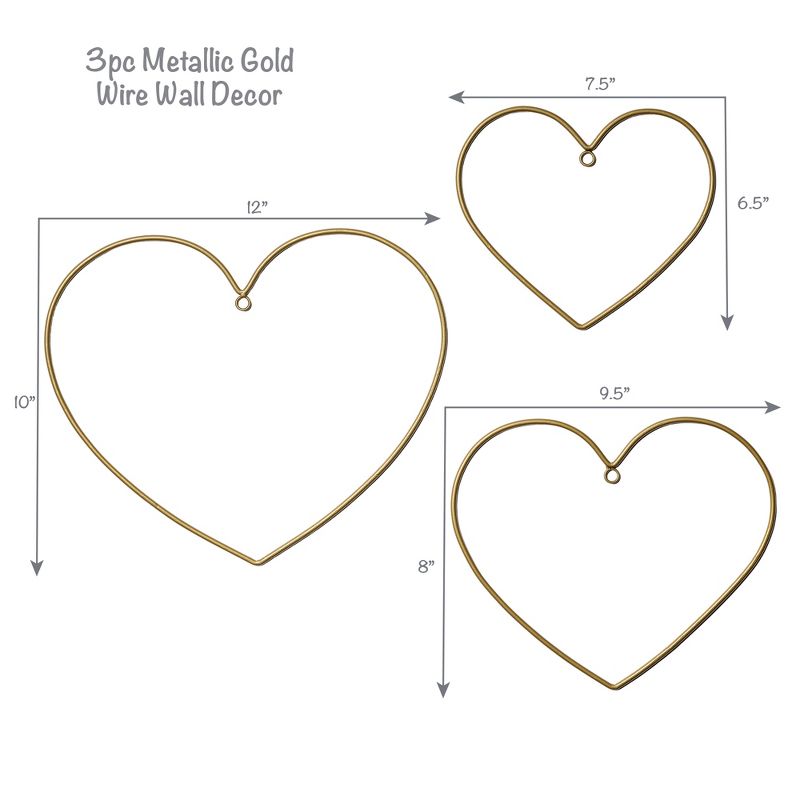 Bedtime Originals Rainbow Hearts Gold Metallic Hanging Nursery Wall Decor, 3 of 6