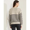 INSPIRE CHIC Women's Striped Pullover Crewneck Long Sleeve Cable Knitted Sweater - 4 of 4
