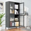 Classic Metal Storage Cabinet, Display Cabinet With 4 Glass Doors 4 Shelves, Bookcase Shelves For Home Office-Cuddlewood - 3 of 4