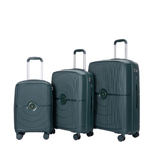 Gulches Nes Hardshell Suitcase Double Spinner Wheels PP Luggage Sets Lightweight Durable Suitcase with TSA Lock,3-Piece Set (20/24/28) , Green - 1 of 4