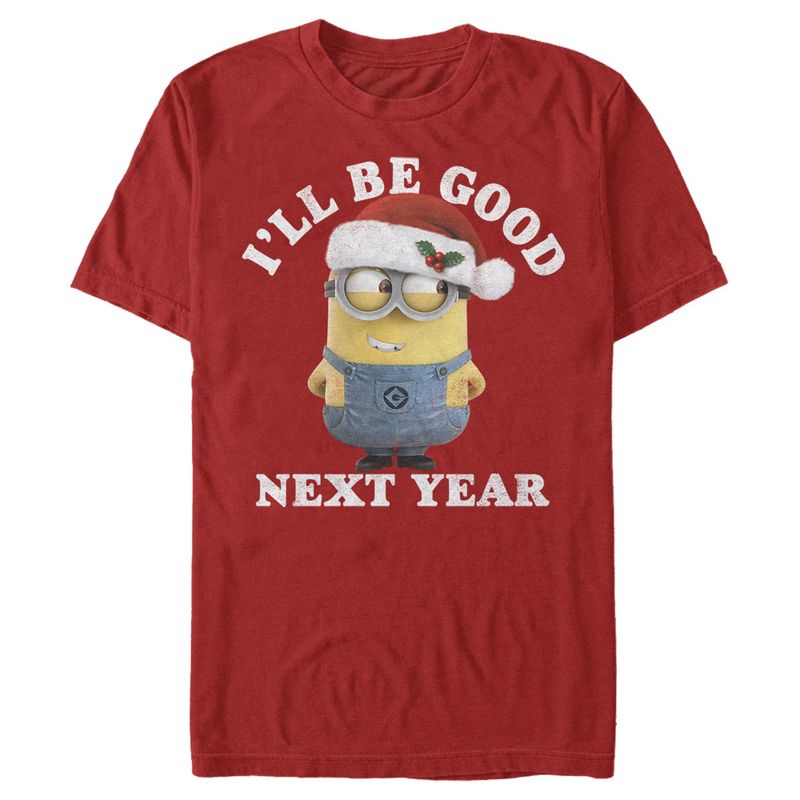 Men's Despicable Me Christmas Minions Be Good Next Year T-Shirt, 1 of 5