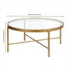 Metal 36" Round Glass Top Coffee Table in Brass - Henn&Hart - 4 of 4