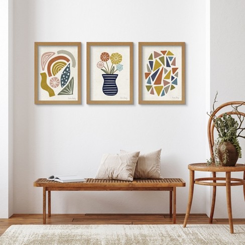 Americanflat Boho Botanical (set Of 3) Watercolor Rust By Pauline Stanley  Framed Triptych Wall Art Set : Target