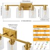 POWLIG 27.36-in 4-Light Gold Modern Dimmable Bathroom Vanity Light with Cylindrical Glass Shade - 4 of 4