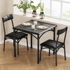 Industrial Dining Table Set for 3, Square Wood Tabletop kitchen Table with 2 Upholstered Chairs, Retro Dinner Dinette Table Set for Living Room - 4 of 4