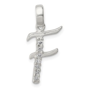 Black Bow Jewelry Sterling Silver and CZ, Lauren Collection, Initial F Pendant - 1 of 4