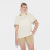 Pride Adult Short Sleeve Tipped Polo Shirt - Ivory Striped - 3 of 3