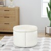 Lyngins Velvet Round Ottoman, Studded Rim Ottoman Bench, Foot Stool & Extra Seating (Sturdy Wooden Frame for Living Room, Bedroom) - 2 of 4