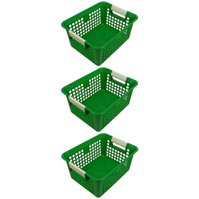 Romanoff Products Romanoff Plastic Tattle Book Basket 12.25" x 9.75" x 6" Green Pack of 3