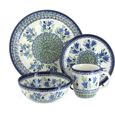 Blue Rose Polish Pottery Blue Tulip 16 Piece Dinner Set