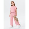 Mocamel Girl's Sports Simple Texture Casual Round Neck Short Sleeves and Loose Pant 2 piece Set - 3 of 4