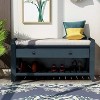Acekool 35.4" Farmhouse Storage Bench with Cushion, 2-Tier Entryway Bench with Shelf & 2 Drawers for Bedroom, Hallway, Living Room, Antique Navy - 4 of 4