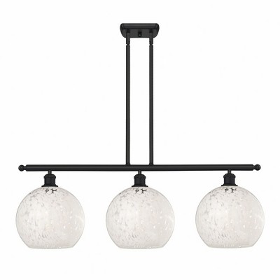 White Mouchette - 3 Light Stem Hung Island In Modern Style-12.25 Inches Tall and 36.5 Inches Wide
