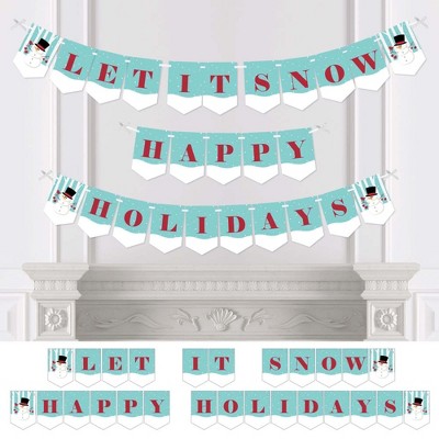 Big Dot of Happiness Let It Snow - Snowman - Holiday and Christmas Bunting Banner - Winter Party Decorations - Let It Snow Happy Holidays