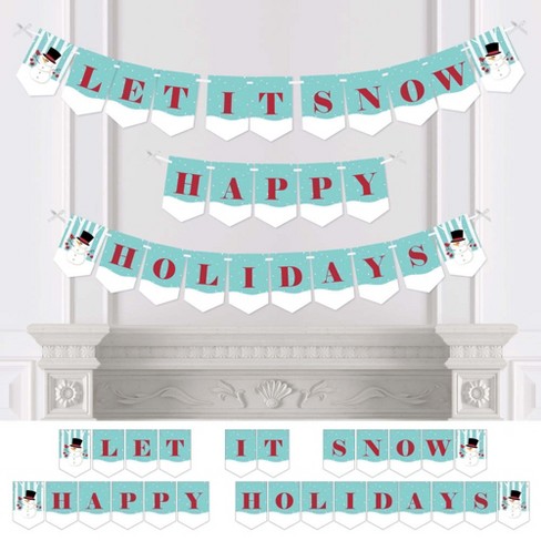 Big Dot of Happiness Let It Snow - Snowman - Holiday and Christmas Bunting Banner - Winter Party Decorations - Let It Snow Happy Holidays - image 1 of 4