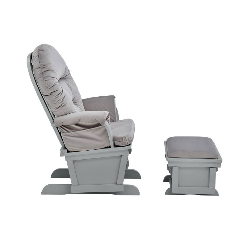 Suite Bebe Madison Glider and Ottoman - Gray Wood and Light Cloud Gray Fabric, 4 of 6