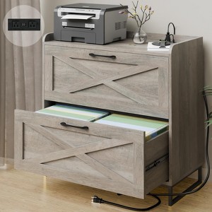 Lateral File Cabinet with 2 Drawers & Charging Station - 1 of 4