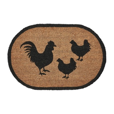 Down Home Rooster & Hens Coir Rug Oval 20x30 VHC Brands