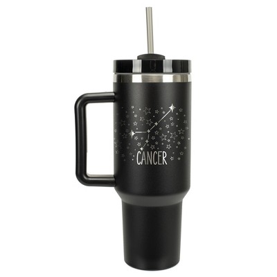 100 North Cancer Zodiac Astrology Star Sign Wrap-Around 40 Oz. Stainless Steel Water Bottle Coffee Mug, Spill & Leak Resistant, Travel Tumbler with