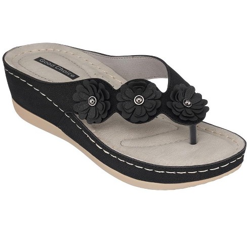 Gc Shoes Ammie Flower Comfort Slide Wedge Sandals : Target
