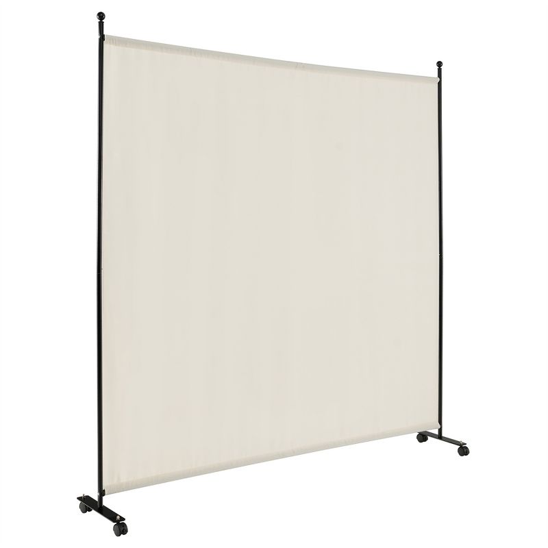 Costway 6FT Single Panel Room Divider with Wheels Rolling Fabric Partition Privacy Screen, 1 of 11