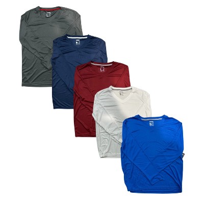 Men's 5 Pack Wicking Mesh V Neck Long Sleeve Tees