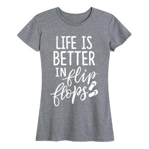 Women's - Instant Message - Life Is Better In Flip Flops Short Sleeve Graphic T-Shirt - 1 of 4
