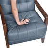 Okak Comfy Leather Accent Chair Contemporary Living Room Chair with Upholstered Tufted Cushion Walnut Finish Wood Armchair - 4 of 4