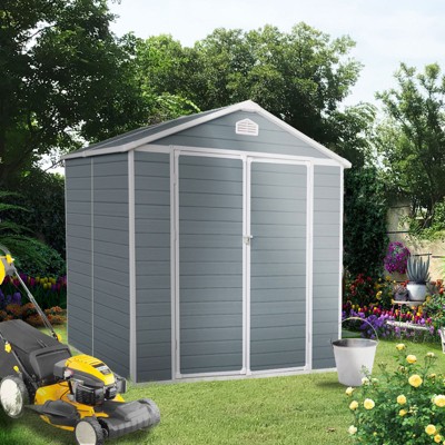 NicBex Durable Resin Outdoor Storage Shed with Gable Roof and Lockable Garden Shed Door with Window for Backyard, Lawn, Patio