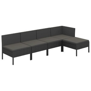 vidaXL Garden Lounge Set Black PE Rattan, Powder-Coated Steel, Polyester - 1 of 4