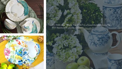 Peacock Garden White Porcelain 16-Piece Dinnerware Set with Gold Accents